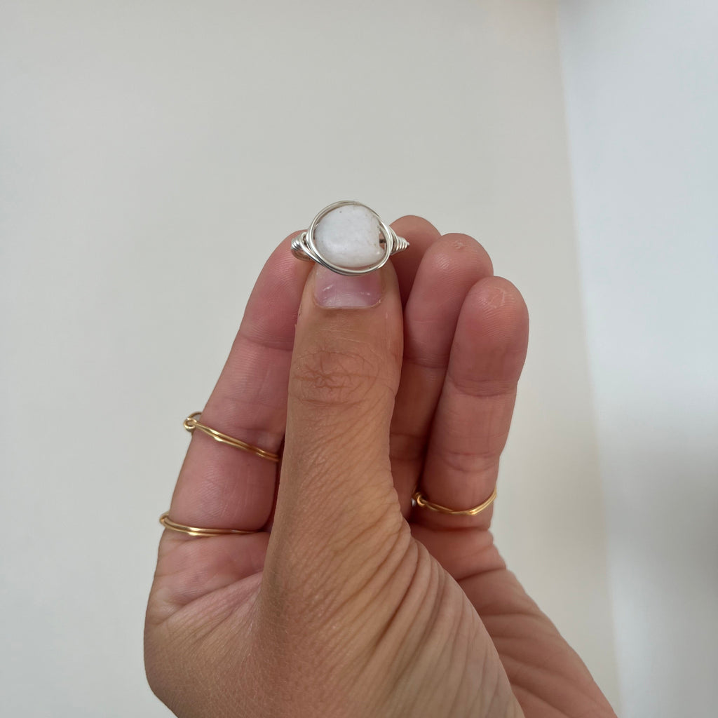 Full Moon - silver wire-wrapped ring