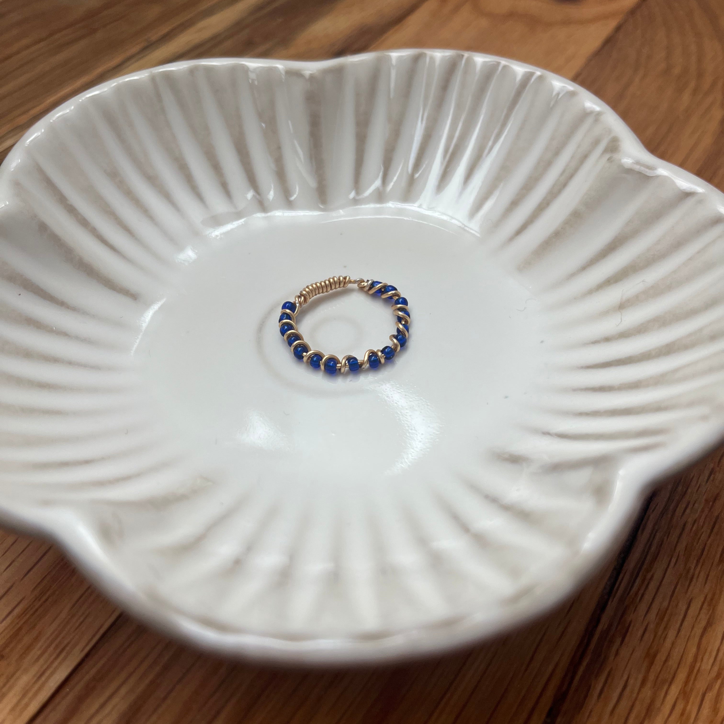 Deep Blue - Beaded Ring