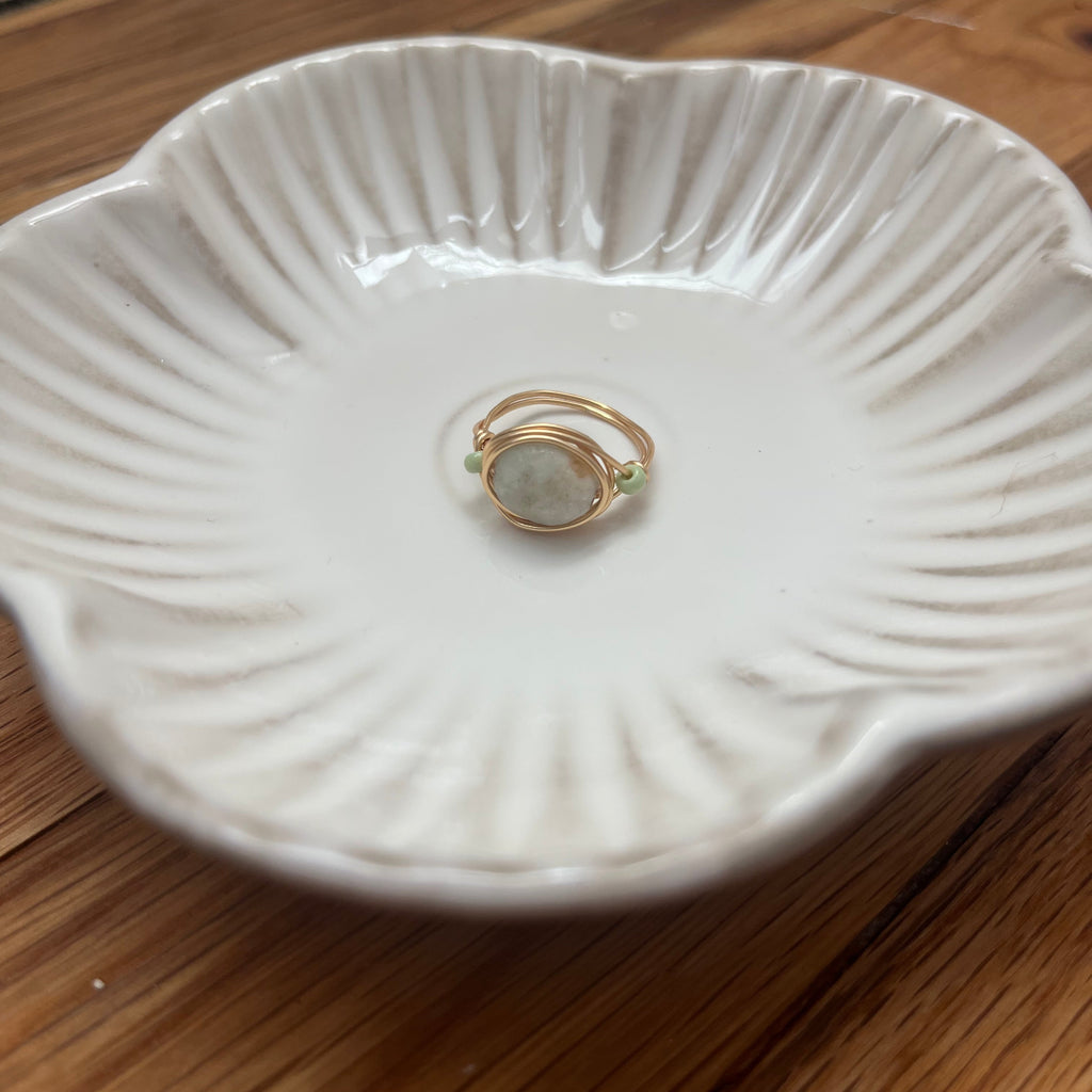 Hint of Green - Wire Wrapped Ring
