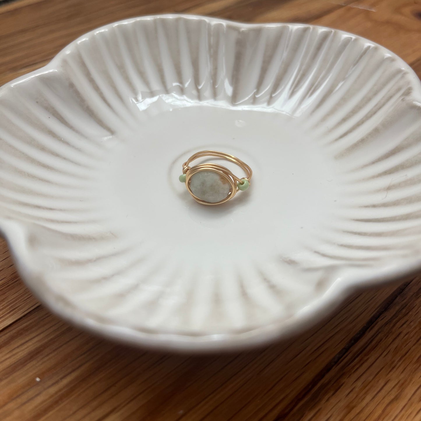 Hint of Green - Wire Wrapped Ring