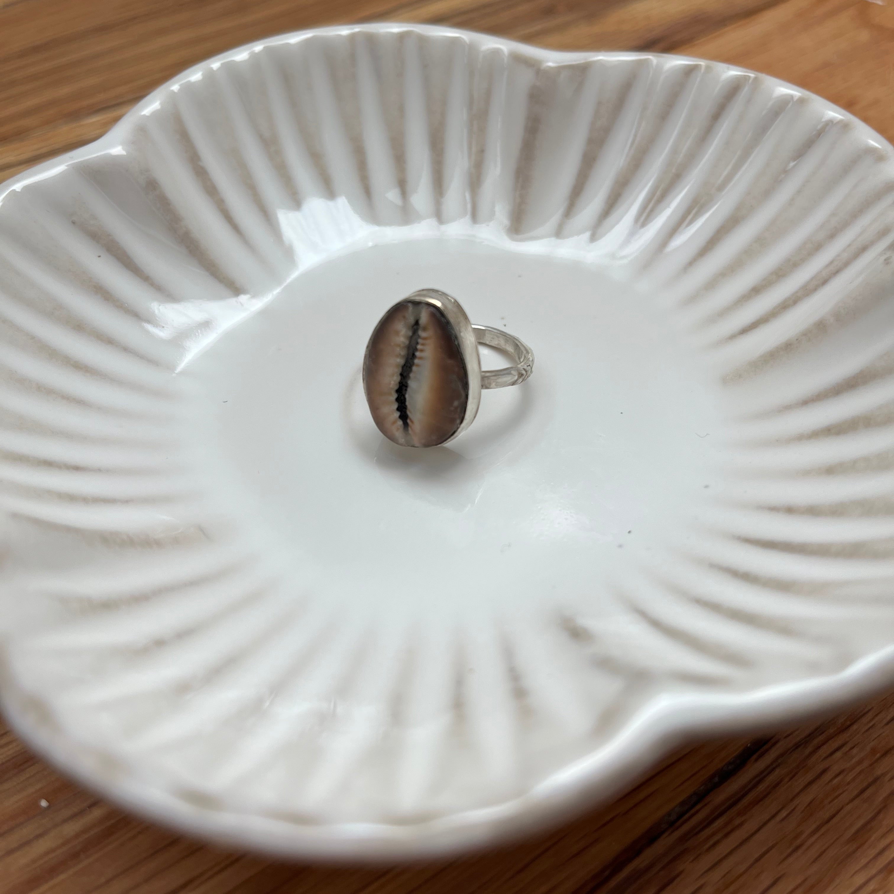 - Bezel Cowrie Shells Ring