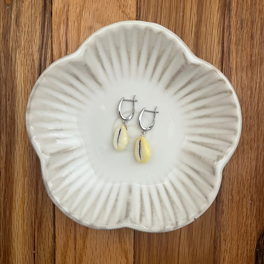Dime Piece - Money Cowrie Tapered Hoop Earrings